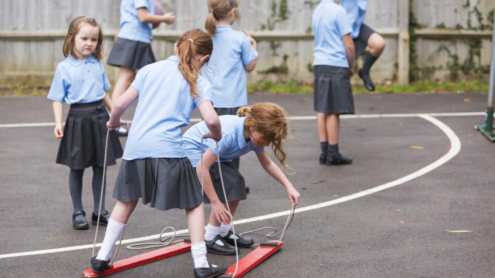 Children playing in school playground